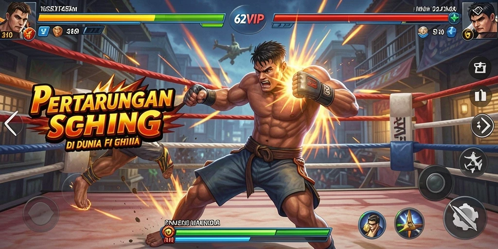 Tangkapan layar seru dari gameplay pertarungan 62VIP.