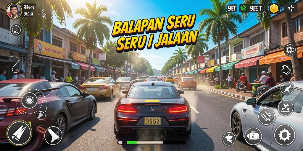 Tampilan mendebarkan dari balapan seru 9ET di jalanan.