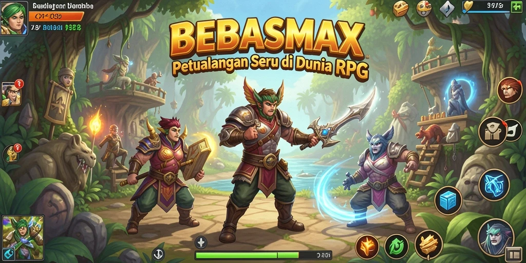 Screenshot utama BEBASMAX menampilkan pertarungan seru dan karakter yang menawan.