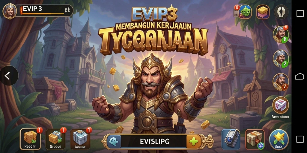 Tampilan gameplay EVIP3 menampilkan pengelolaan bisnis yang seru.