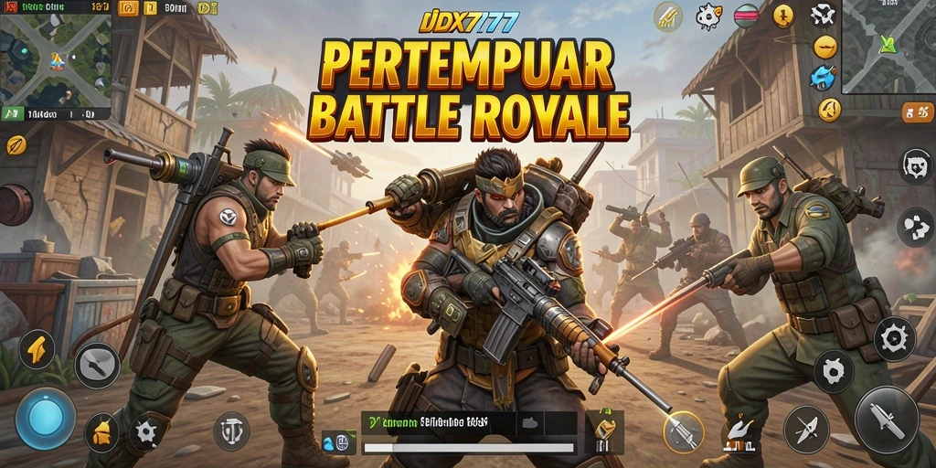 Gameplay seru IDX777 dalam arena Battle Royale.
