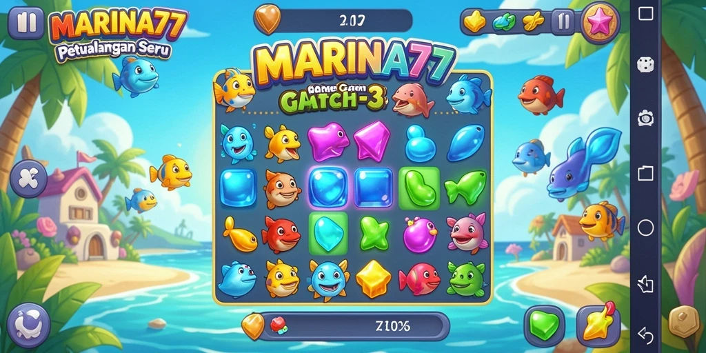 Gameplay seru dan menyenangkan di MARINA77 dengan variasi match-3.