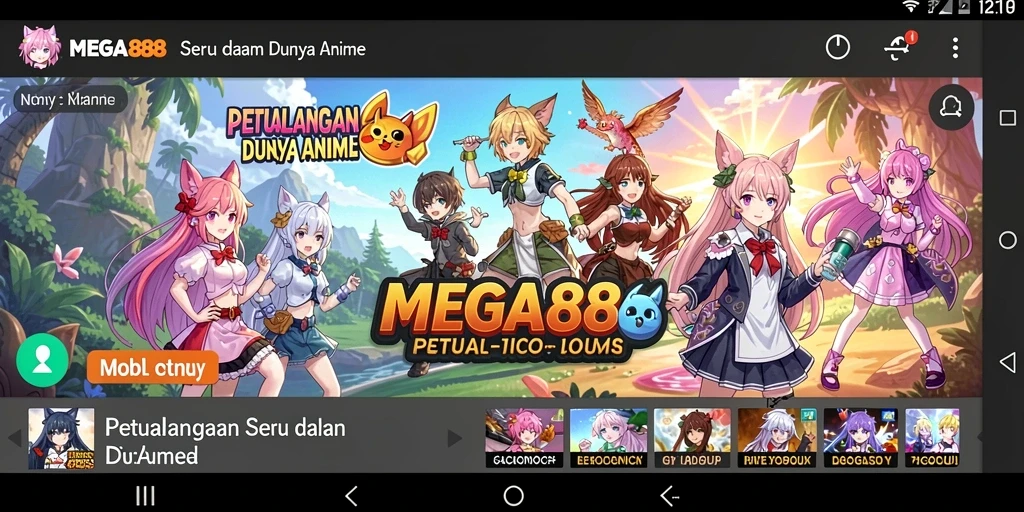 Screenshot gameplay <strong>MEGA888</strong> menampilkan aksi seru dan karakter Anime yang menarik.