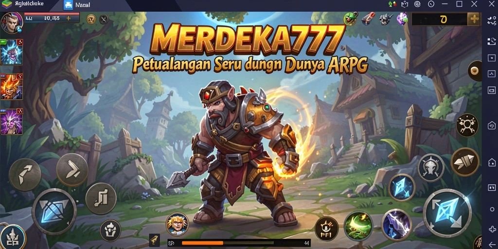 Screenshot gameplay MERDEKA777 dengan aksi pertarungan yang intens.
