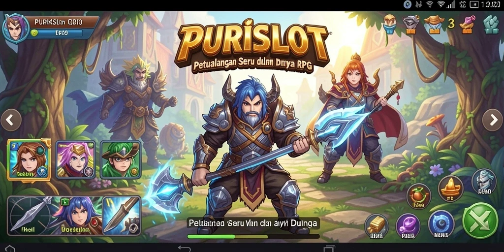 Screenshot gameplay PURISLOT menampilkan karakter dalam pertarungan seru.