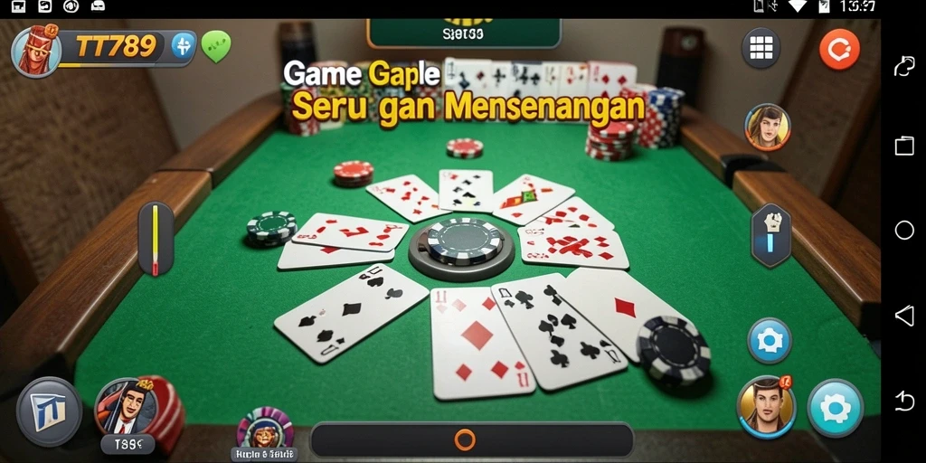 Screenshot utama TT789 menunjukkan gameplay Gaple yang seru.