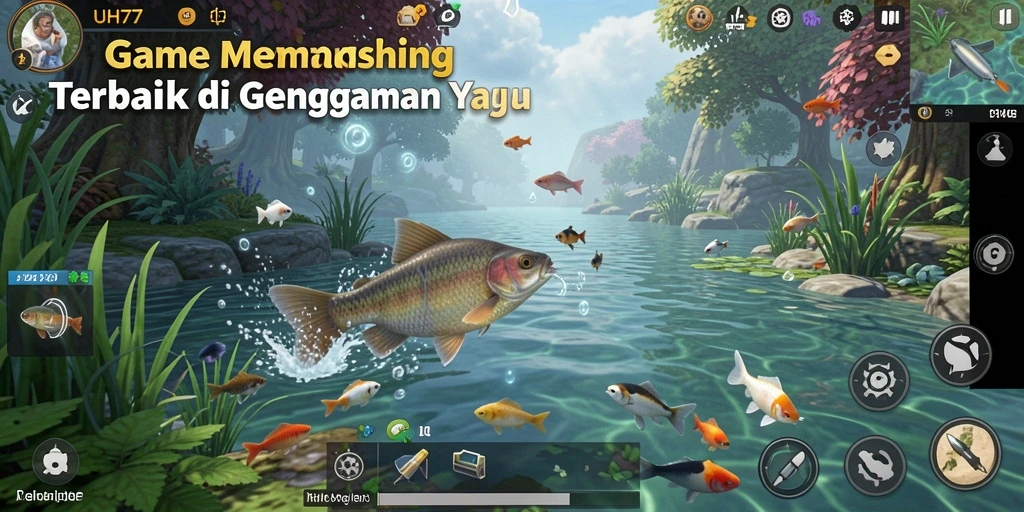 Tampilan gameplay UH77 yang seru saat memancing berbagai ikan.